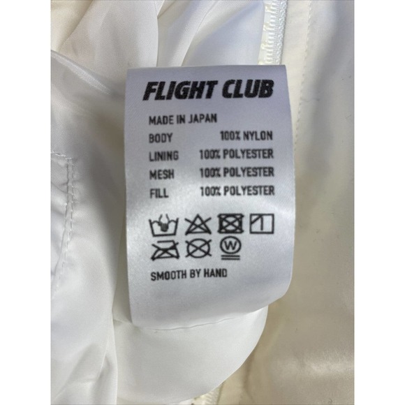 Flight Club Jacket Cream Red Foldaway Hood Spell Out On Sleeves Size Mens S EUC - Picture 12 of 12